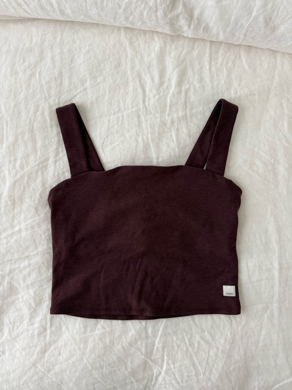 Vuori Square Neck Burgundy Crop Tank Top
